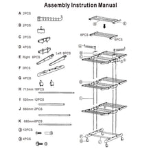 Load image into Gallery viewer, Clothes Drying Rack Rolling Collapsible Laundry Dryer Hanger Stand Rail