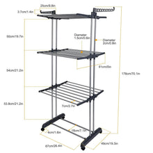 Load image into Gallery viewer, Clothes Drying Rack Rolling Collapsible Laundry Dryer Hanger Stand Rail