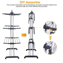 Load image into Gallery viewer, Clothes Drying Rack Rolling Collapsible Laundry Dryer Hanger Stand Rail