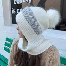 Load image into Gallery viewer, Coldproof Warm Beanie With Pom Classic Hooded Scarf Elastic Knit Hats Warm Beanies