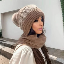 Load image into Gallery viewer, Coldproof Warm Beanie With Pom Classic Hooded Scarf Elastic Knit Hats Warm Beanies