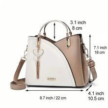 Load image into Gallery viewer, Color Block Satchel Bag with Metal Tassel Decor and Crossbody Strap