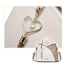 Load image into Gallery viewer, Color Block Satchel Bag with Metal Tassel Decor and Crossbody Strap