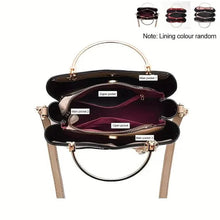 Load image into Gallery viewer, Color Block Satchel Bag with Metal Tassel Decor and Crossbody Strap