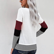 Load image into Gallery viewer, Colorblock Waffle Knit Striped Panel Tee