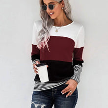 Load image into Gallery viewer, Colorblock Waffle Knit Striped Panel Tee