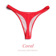 Load image into Gallery viewer, Colorful Bikini Thong Swimwear Women Swimsuit Top And Bottoms T-Back Brazilian Swimming Women's Strappy Triangle Bikini Sets High Cut Cheeky Thong Bottom Swimsuits