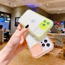 Load image into Gallery viewer, Colorful Translucent Slide Camera Lens Protection Shockproof Phone Case for iPhone Transparent Shockproof Phone Case For iPhone 13 12 11 Pro Max XR XS Max Slide Camera Lens Protection Clear Back Cover