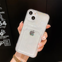 Load image into Gallery viewer, Colorful Transparent Holographic Love Heart Cute Case Transparent Gradient Love Heart Pattern Wallet Card Phone Case For iPhone 13 12 11 Pro Max X XR XS 7 8 6 Plus Minimalist Design Phone Case