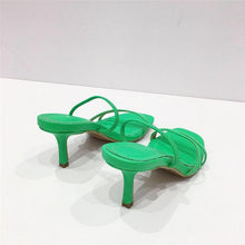 Load image into Gallery viewer, Colorful Women Sandals Slides Slippers Square Open Toe Slip On Thin Mid Heels Pumps Casual Narrow Band Open Toe Sandals Flip Flops Slip On Fashion Dress Heels Back High Heel Slide Slipper