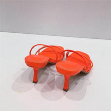 Load image into Gallery viewer, Colorful Women Sandals Slides Slippers Square Open Toe Slip On Thin Mid Heels Pumps Casual Narrow Band Open Toe Sandals Flip Flops Slip On Fashion Dress Heels Back High Heel Slide Slipper