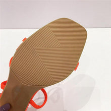 Load image into Gallery viewer, Colorful Women Sandals Slides Slippers Square Open Toe Slip On Thin Mid Heels Pumps Casual Narrow Band Open Toe Sandals Flip Flops Slip On Fashion Dress Heels Back High Heel Slide Slipper
