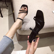 Load image into Gallery viewer, Colorful Women Sandals Slides Slippers Square Open Toe Slip On Thin Mid Heels Pumps Casual Narrow Band Open Toe Sandals Flip Flops Slip On Fashion Dress Heels Back High Heel Slide Slipper