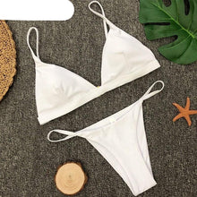 Load image into Gallery viewer, Colors Solid Bikini Set Push Up Swimwear Two Piece Swimsuit Swimwear Halter String Triangle Bikini Sets Women Swimsuit Low Waist Halter Two Pieces Bathing Suit