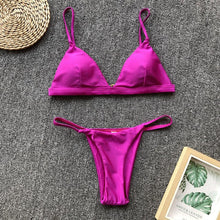 Load image into Gallery viewer, Colors Solid Bikini Set Push Up Swimwear Two Piece Swimsuit Swimwear Halter String Triangle Bikini Sets Women Swimsuit Low Waist Halter Two Pieces Bathing Suit
