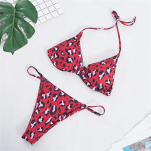 Load image into Gallery viewer, Colors Solid Bikini Set Push Up Swimwear Two Piece Swimsuit Swimwear Halter String Triangle Bikini Sets Women Swimsuit Low Waist Halter Two Pieces Bathing Suit