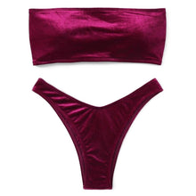 Load image into Gallery viewer, Comfortable Bathing Suit Women Velvet Bikini Swimsuit Women Bikini Set Swimsuit Bathing Suit Solid Swimming Suit Party Purple 2 Piece Swimwear Female Summer Beachwear