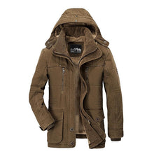 Load image into Gallery viewer, Comfortable Dark Blue Men's Casual Jacket Fashion Winter Male Thick Overcoat Stylish New Design Hooded Jacket Warm Winter Jacket For Men Soft Cotton Jackets Winter Snow Warm Jackets With Hood