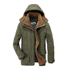 Load image into Gallery viewer, Comfortable Dark Blue Men's Casual Jacket Fashion Winter Male Thick Overcoat Stylish New Design Hooded Jacket Warm Winter Jacket For Men Soft Cotton Jackets Winter Snow Warm Jackets With Hood