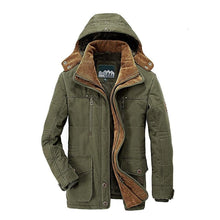Load image into Gallery viewer, Comfortable Dark Blue Men's Casual Jacket Fashion Winter Male Thick Overcoat Stylish New Design Hooded Jacket Warm Winter Jacket For Men Soft Cotton Jackets Winter Snow Warm Jackets With Hood