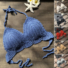 Load image into Gallery viewer, Comfortable Summer Beach Beachwear Bikini Bra Breathable Bikini Swimsuit Women Beach Crochet Crop Summer Halter Tank Top Beach Knit Casual New Fashion Halter Knitted Bra
