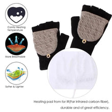 Load image into Gallery viewer, Comfortable Warm USB Heating Winter Gloves Hand Warmers Fingerless Mittens Hand Laptop Half Electric Heating Gloves Soft Hands Warmer