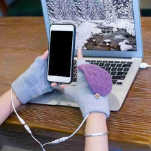 Load image into Gallery viewer, Comfortable Warm USB Heating Winter Gloves Hand Warmers Fingerless Mittens Hand Laptop Half Electric Heating Gloves Soft Hands Warmer