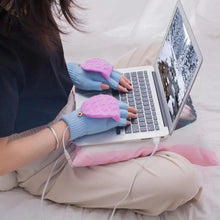 Load image into Gallery viewer, Comfortable Warm USB Heating Winter Gloves Hand Warmers Fingerless Mittens Hand Laptop Half Electric Heating Gloves Soft Hands Warmer