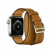 Load image into Gallery viewer, Apple Watch Series 7 (2021) 45 mm – Titanium Case • GPS + Cellular • 32GB – Brown Faux Leather Band
