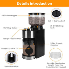 Load image into Gallery viewer, Conical Bur Coffee Bean Electric Grinder with 25 Grind Settings