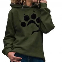 Load image into Gallery viewer, Cool Casual Sweatshirts Autumn Winter Crop Hoodie Women's Foot Print Autumn Hooded Sweatshirt Basic Hooded Pullover Long Sleeve Casual Loose Warm Drawstring Hoodie Women Dog Paw Print Hoodie Long Sleeve Pullover Hooded Sweatshirt Green