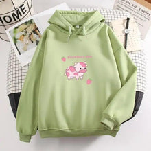 Load image into Gallery viewer, Cool Cow Print Hoodie Strawberry Casual Pullover Oversized Sweatshirt Pullover Sweatshirts for Women Cute Strawberry Cow Print Hoodie Casual Top Aesthetic Clothes For Women Funny Hoodies