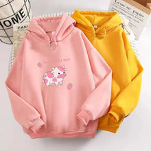 Load image into Gallery viewer, Cool Cow Print Hoodie Strawberry Casual Pullover Oversized Sweatshirt Pullover Sweatshirts for Women Cute Strawberry Cow Print Hoodie Casual Top Aesthetic Clothes For Women Funny Hoodies