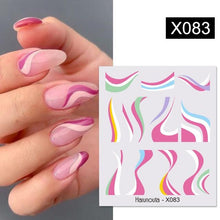 Load image into Gallery viewer, Cool Geometrics Pattern Water Decals Stickers Flower Leaves Slider For Nails Spring Summer Nail Art Decoration Tattoos Women Nail Art Stickers Water Transfer Decals Design Nail Art Supplies Manicure Acrylic Nail Foil Stencils Decorations