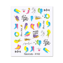 Load image into Gallery viewer, Cool Geometrics Pattern Water Decals Stickers Flower Leaves Slider For Nails Spring Summer Nail Art Decoration Tattoos Women Nail Art Stickers Water Transfer Decals Design Nail Art Supplies Manicure Acrylic Nail Foil Stencils Decorations