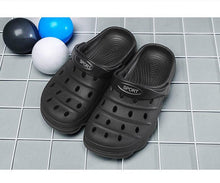Load image into Gallery viewer, Cool Slippers Summer Hole Shoes Rubber Clogs Men Garden Shoes Gray Beach Flat Summer Beach Sandals Adjustable Slide Garden Shoes Lightweight Nonslip Clogs