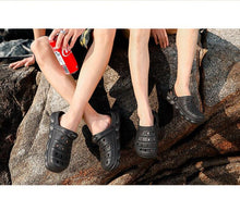 Load image into Gallery viewer, Cool Slippers Summer Hole Shoes Rubber Clogs Men Garden Shoes Gray Beach Flat Summer Beach Sandals Adjustable Slide Garden Shoes Lightweight Nonslip Clogs