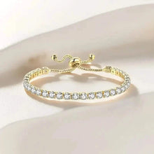 Load image into Gallery viewer, Copper Base with Plated Finish Synthetic Cubic Zirconia Inlay Adjustable Tennis Bracelet for Women