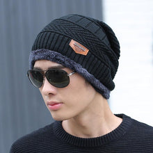 Load image into Gallery viewer, Coral Fleece Scarf Winter Hat Soft Men Beanie Warm Hat Knit Letter Double Layer Cap Gorgas Bonnet Knitted Hat Set Outdoor Sport Warm Beanies Hat For Men Knitted Hats Bandana Hiking Camping Kid Neck Warmer Cap