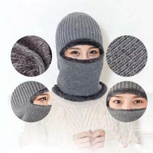 Load image into Gallery viewer, Coral Fleece Winter hat Beanies Hat Scarf Warm Breathable Wool Knitted Hat For women Double Layers Protection Cap Mask Scarf Hat Set Outdoor Sport Warm Beanies Hat For Men Knitted Hats Bandana Hiking Camping Kid Neck Warmer Cap