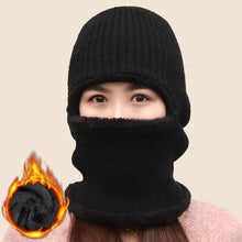 Load image into Gallery viewer, Coral Fleece Winter hat Beanies Hat Scarf Warm Breathable Wool Knitted Hat For women Double Layers Protection Cap Mask Scarf Hat Set Outdoor Sport Warm Beanies Hat For Men Knitted Hats Bandana Hiking Camping Kid Neck Warmer Cap