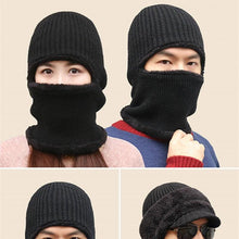 Load image into Gallery viewer, Coral Fleece Winter hat Beanies Hat Scarf Warm Breathable Wool Knitted Hat For women Double Layers Protection Cap Mask Scarf Hat Set Outdoor Sport Warm Beanies Hat For Men Knitted Hats Bandana Hiking Camping Kid Neck Warmer Cap