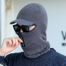 Load image into Gallery viewer, Coral Fleece Winter Women Knitted Hats Add Fur Warm Winter Hats For Women With Zipper Keep Face Warmer Balaclava Pompoms Cap Balaclava Gorgas Bonnet Knitted Hat Windproof Ski Mask Cold Weather Face Mask Motorcycle Balaclava Hood Warmer Winter Sports Cap