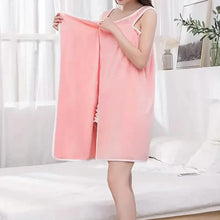 Load image into Gallery viewer, Coral Velvet Bath Towel Skirt Bow Sling Bathrobe