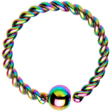 Load image into Gallery viewer, 16G 3/8" Rainbow IP So Twisted Captive Style Seamless Ring