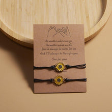 Load image into Gallery viewer, Cotton Cord Sunflower Bracelets Handmade Braided With Black Rope Charm Friendship Wish Card Surf Bangle Couples 2pcs/set Handmade Promise Adjustable Bracelets Matching Friendship Bracelet