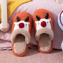 Load image into Gallery viewer, Cotton Slippers Winter Cute Couple Soft Bottom Indoor Non-slip Home Furry Shoes Christmas Deer Slippers Plush Fluffy Memory Foam Slip On House Slippers Cozy Warm Winter House Shoes Soft Comfy Anti-Skid Slippers