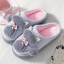Load image into Gallery viewer, Cotton Women Cute Slippers Indoor Shoes For Women Winter Home Slippers Warm Footwear Winter Cotton Slippers Memory Foam House Slippers Cozy Fluffy Bedroom Couples Slippers