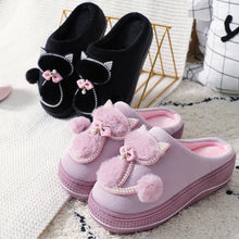 Load image into Gallery viewer, Cotton Women Cute Slippers Indoor Shoes For Women Winter Home Slippers Warm Footwear Winter Cotton Slippers Memory Foam House Slippers Cozy Fluffy Bedroom Couples Slippers