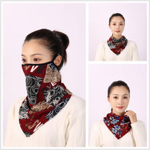 Load image into Gallery viewer, Cotton Women Mask Scarf Face Mascarillas Wraps Floral Print Lady Warm Neck Scarves Foulard Bandana Reusable Outdoor Riding Masks Scarf Neck Gaiter Headwear Headband Head Wrap Scarf Mask Neck Ear Warmers Headbands Perfect Bandana